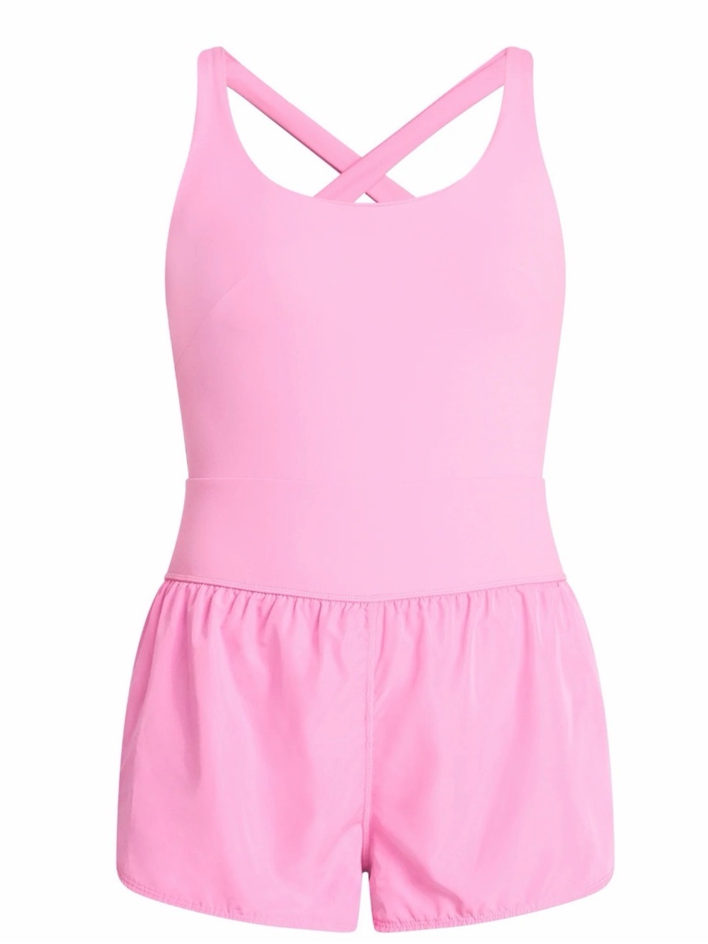 Avia Pink Cross-Back One-Piece Athletic Romper with Shorts